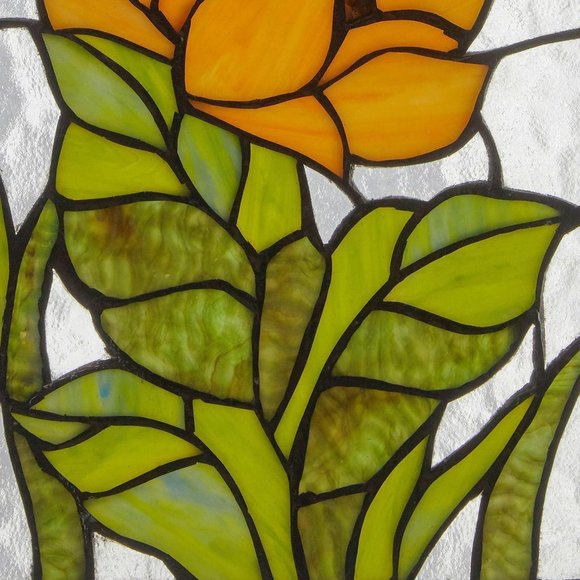 Tiffany Style Stained Glass Window Panel Suncatcher Sunflower Theme 8x11in - Picture 4 of 10